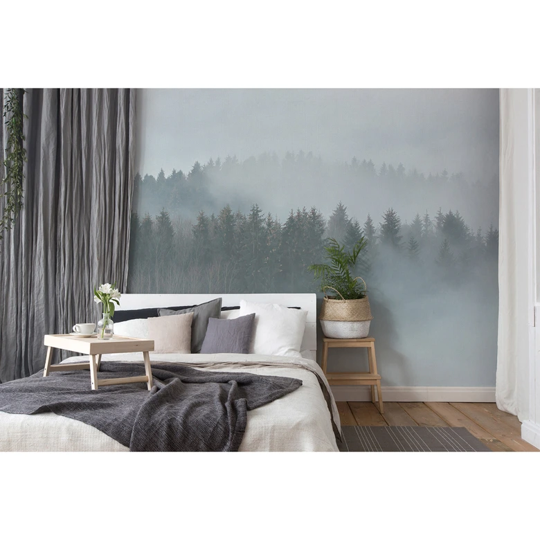 Livingwalls Fototapete Designwalls Misty Forest Wald 