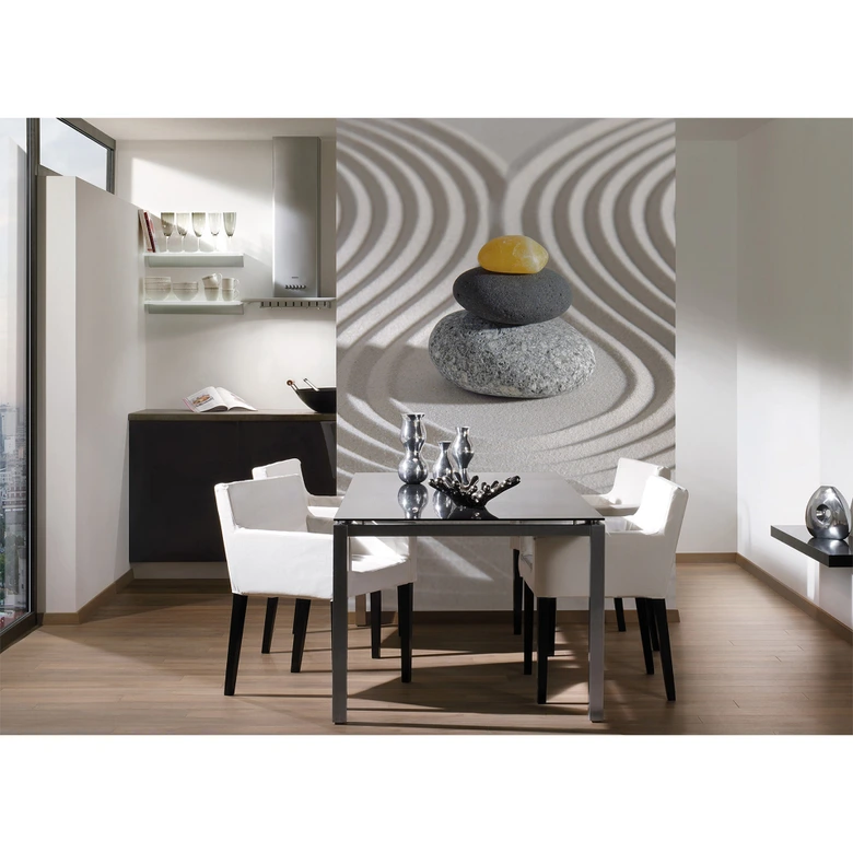 Yellow and grey non-woven wallpaper Designwalls Hot Stone Spa stone look beach wallpaper 