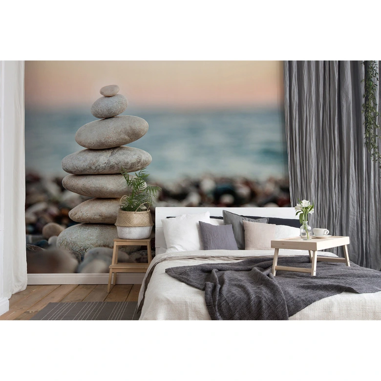 Livingwalls Fototapete Designwalls Stone Beach in Steinoptik 