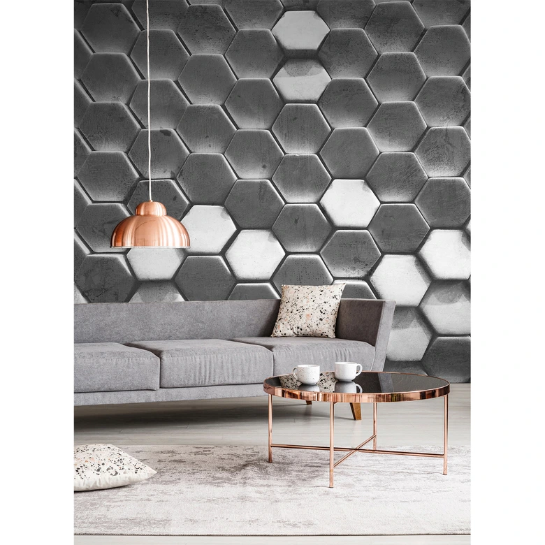 Livingwalls Fotobehang Designwalls Hexagon Surface 