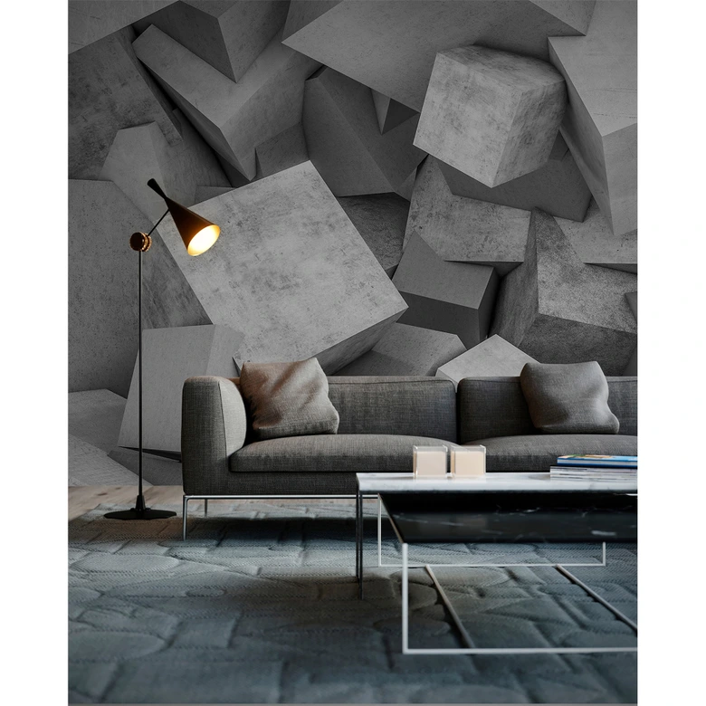 Livingwalls Fototapete Designwalls Concrete Blocks in 3D Optik 
