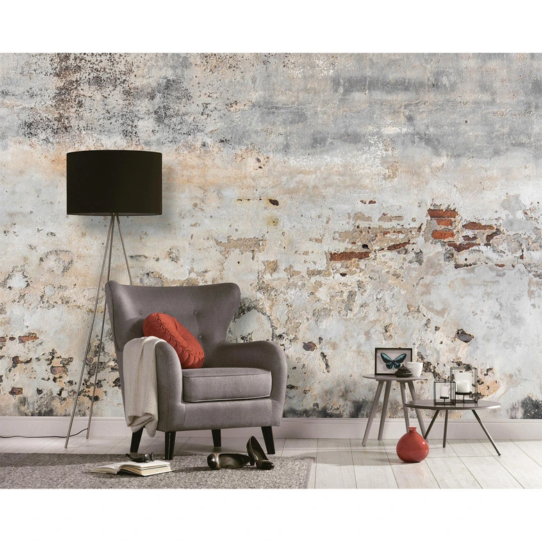 grey and brown non-woven wallpaper Designwalls non-woven wallpaper Old Wall modern stone look 