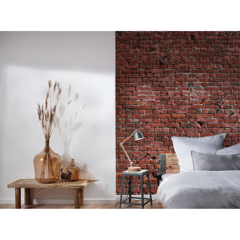 non-woven tapet Designwalls i brun og rød BrickRed  
