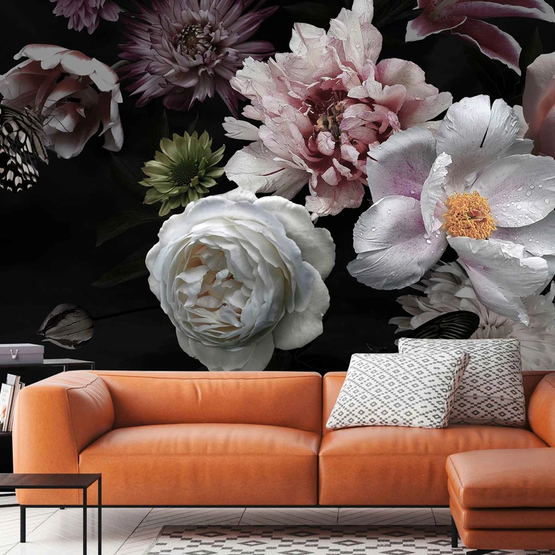 Fotomural Flowerbouquet en blanco y negro - Papel pintado tejido-no tejido Designwalls 2 - 2,55 x 3,5 m 