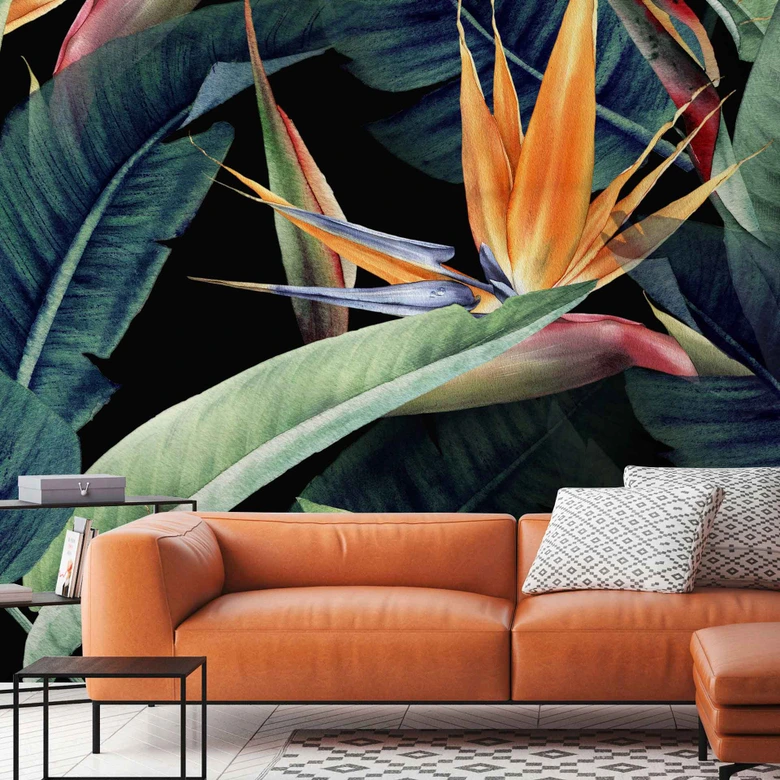 Fototapet Nature Rainforest i svartgrönt - non-woven Fototapet Designwalls 2 - 2,55 x 3,5 m 