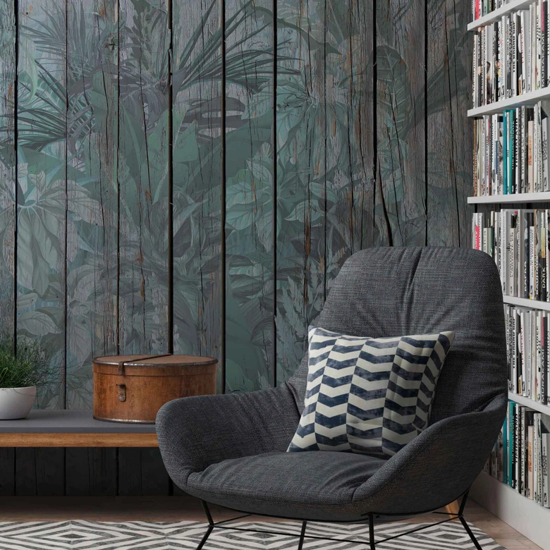 Fototapete Holztapeten LeavesOnWall in grau braun - Vliestapete Designwalls 2 - 2,55 x 3,5 m 