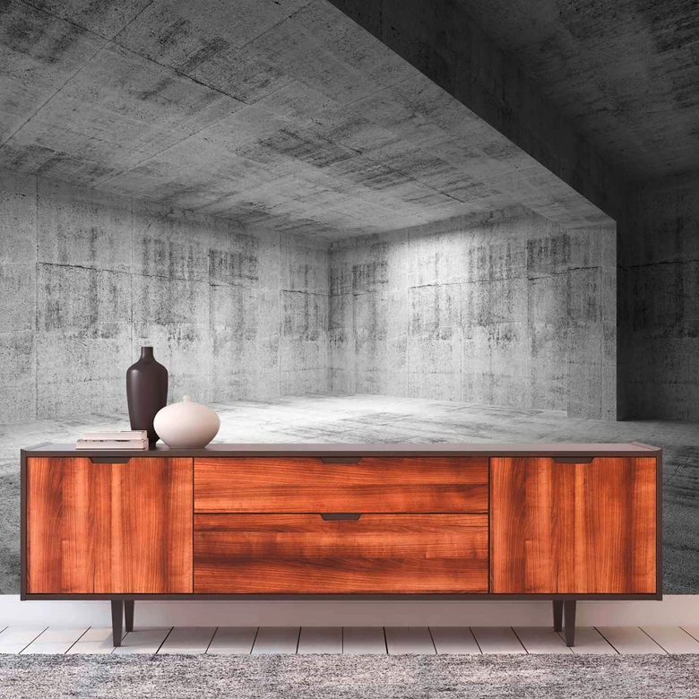 Fototapete Betonoptik ConcreteRoom in grau weiß - Vliestapete Designwalls 2 - 2,55 x 3,5 m 