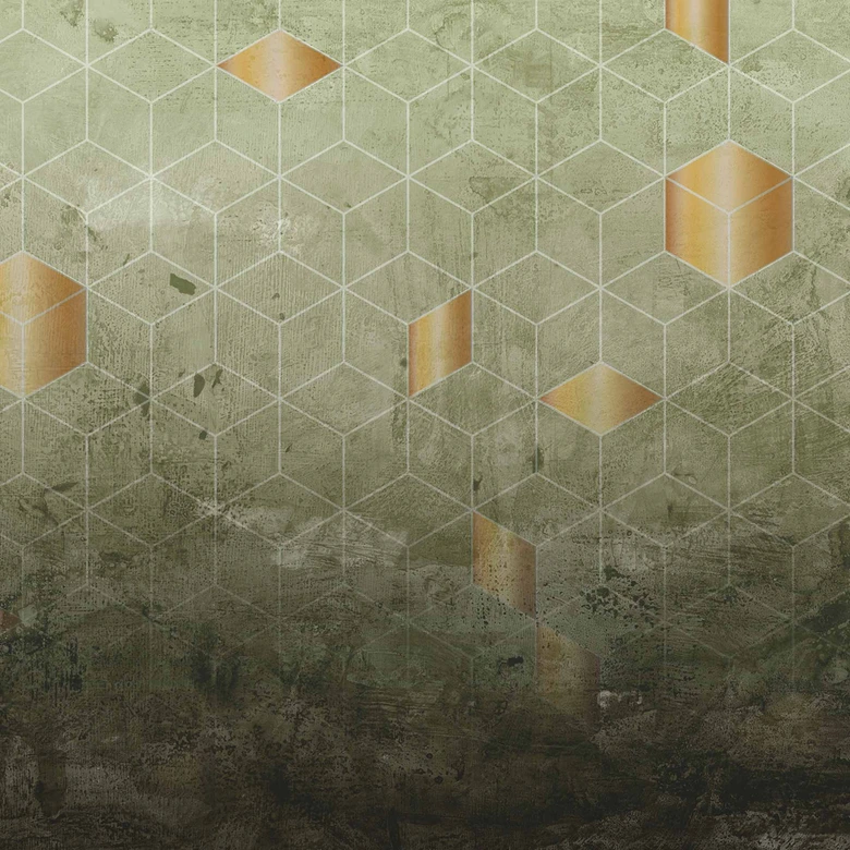 Fototapete Design DTiles1 in grün bronze - Vliestapete Designwalls 2 - 2,55 x 3,5 m 