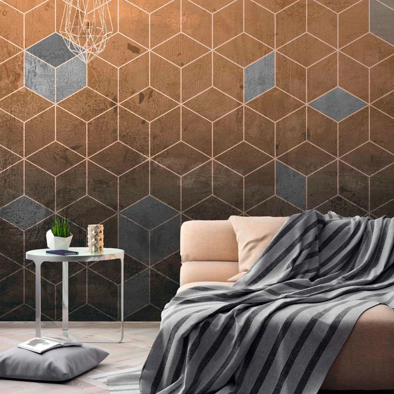 Fototapete Design DTiles2 in beige grau - Vliestapete Designwalls 2 - 2,55 x 3,5 m 