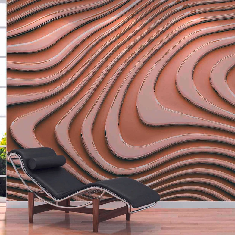 Fototapete Design GeometricWave1 in beige schwarz - Vliestapete Designwalls 2 - 2,55 x 3,5 m 