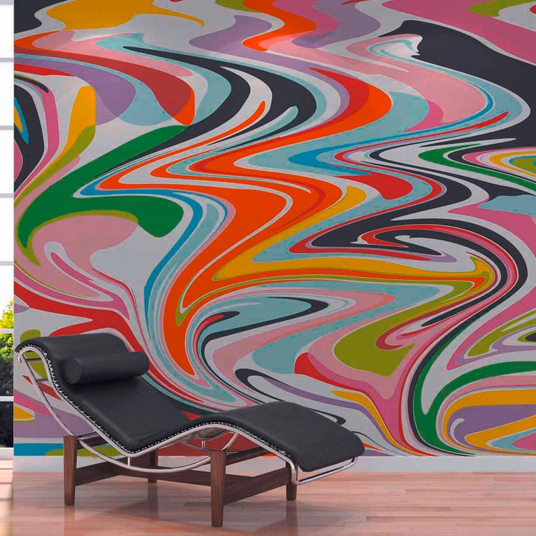 Fototapete Kunst ColourCircles1 in grün lila - Vliestapete Designwalls 2 - 2,55 x 3,5 m 