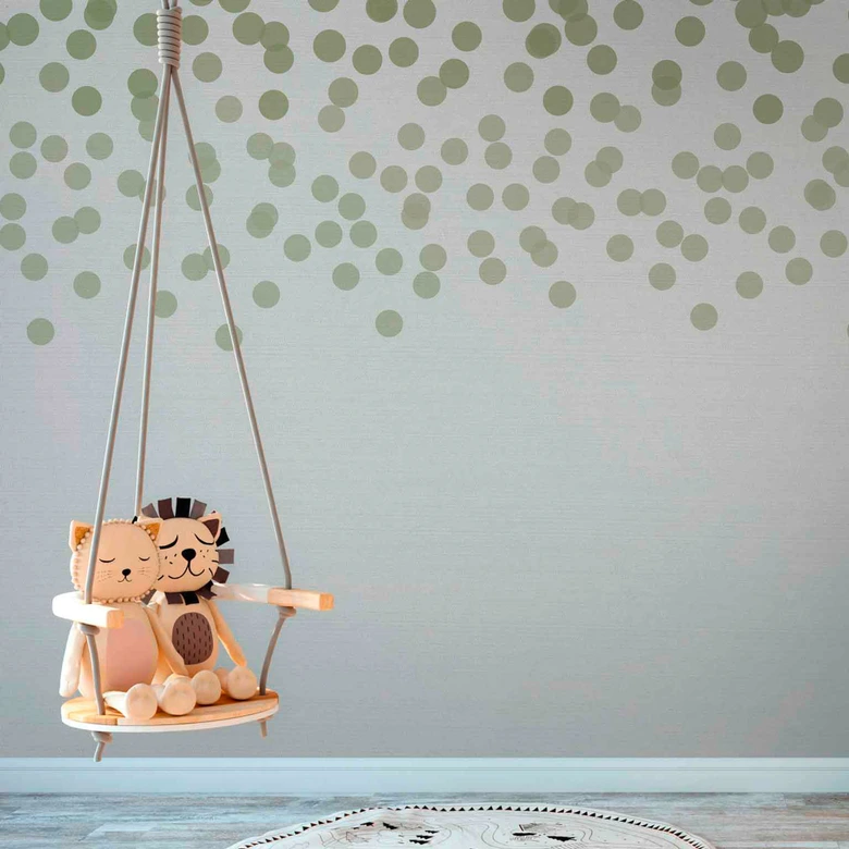 Fototapete Design FallingDots1 in grau grün - Vliestapete Designwalls 2 - 2,55 x 3,5 m 