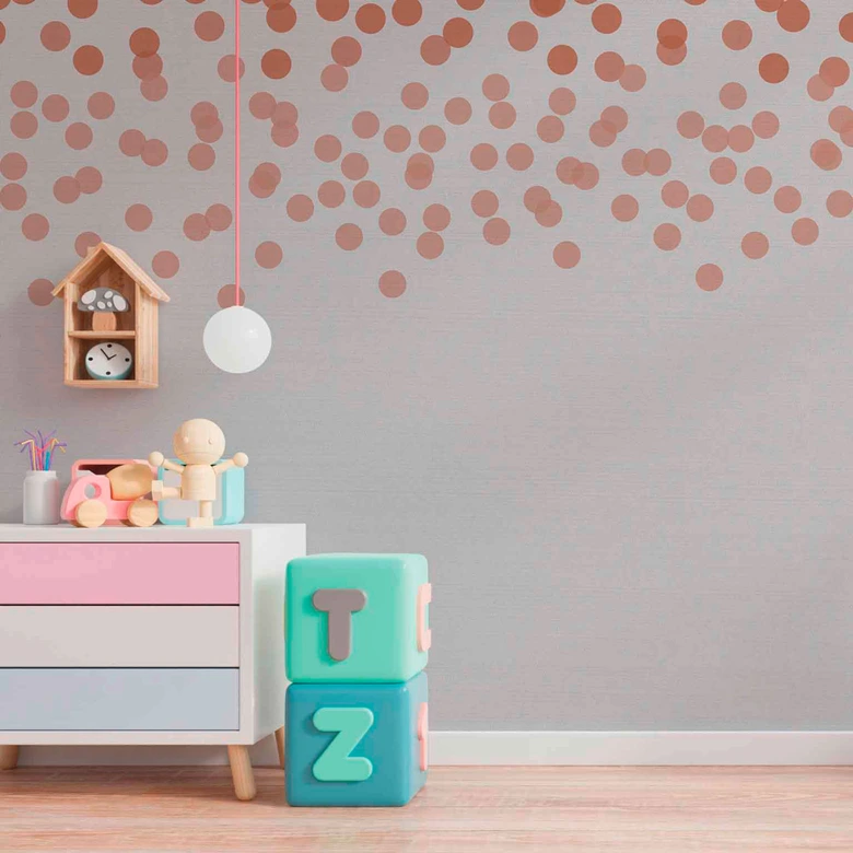 FallingDots2 design tapet i grå rød - non-woven tapet Designwalls 2 - 2,55 x 3,5 m 