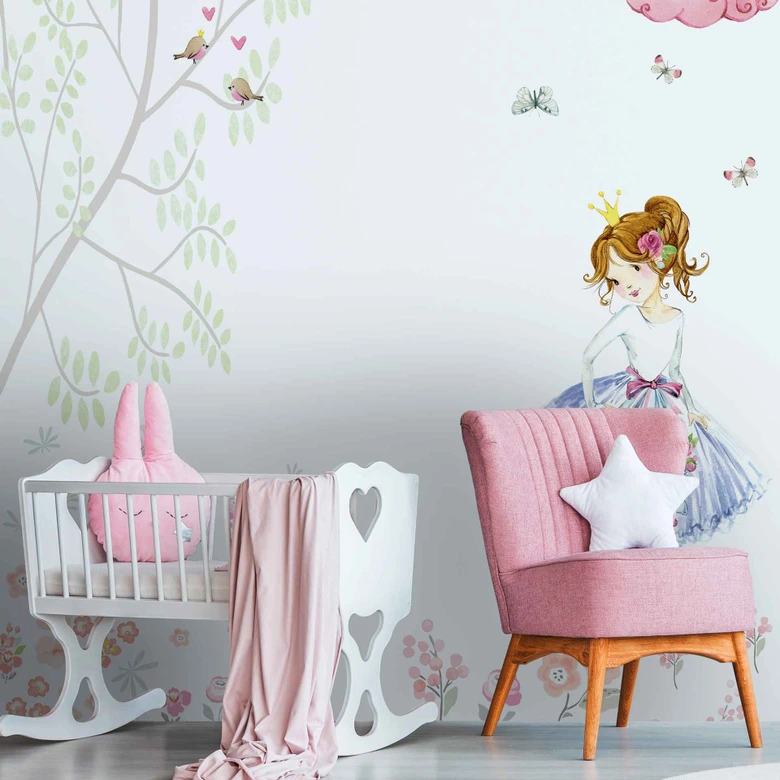 Fototapete Kinderzimmer PrincessCastle weiß rosa - Vliestapete Designwalls 2 - 2,55 x 3,5 m 
