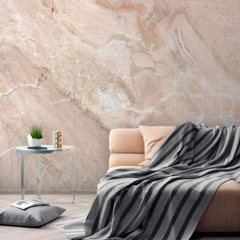 Fototapete Design MarbleBeige in beige weiß - Vliestapete Designwalls 2 - 2,55 x 3,5 m 
