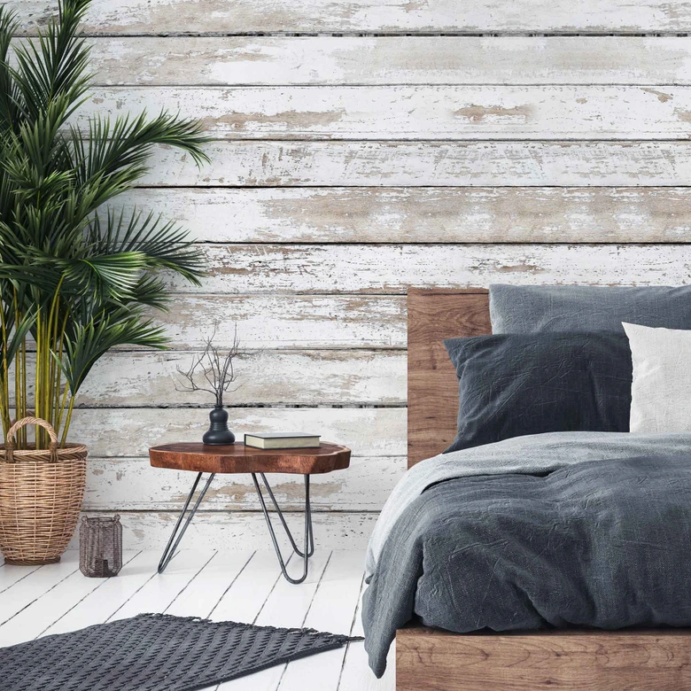 Fototapete Holzpanele Wood2 in grau beige - Vliestapete Designwalls 2 - 2,55 x 3,5 m 