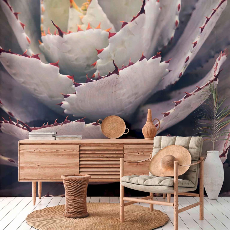 Fototapete Natur Cactusplant in lila grau - Vliestapete Designwalls 2 - 2,55 x 3,5 m 