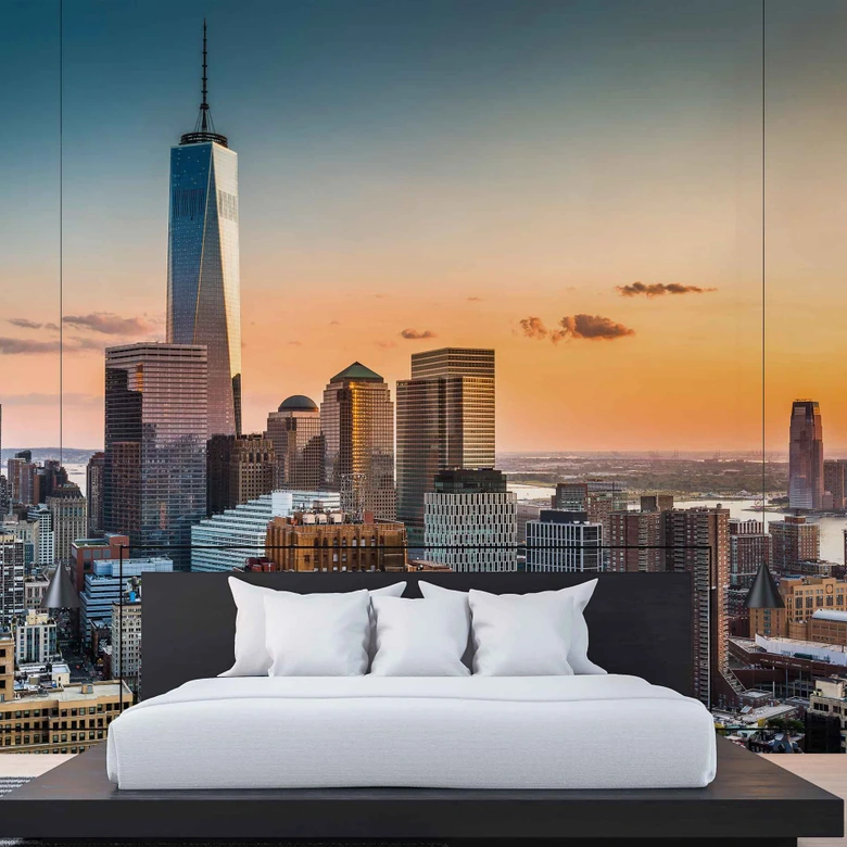 tapet arkitektur ManhattanSkyli blågrå - non-woven tapet Designwalls 2 - 2,55 x 3,5 m 