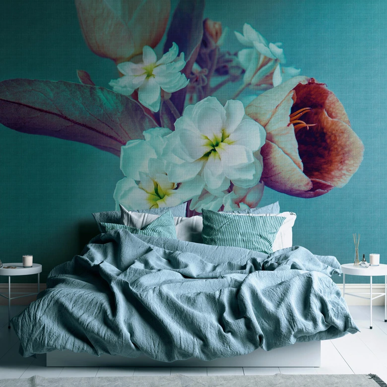 Livingwalls Blumentapete Metropolitan Stories THE WALL Vliestapete floral blau, lila 
