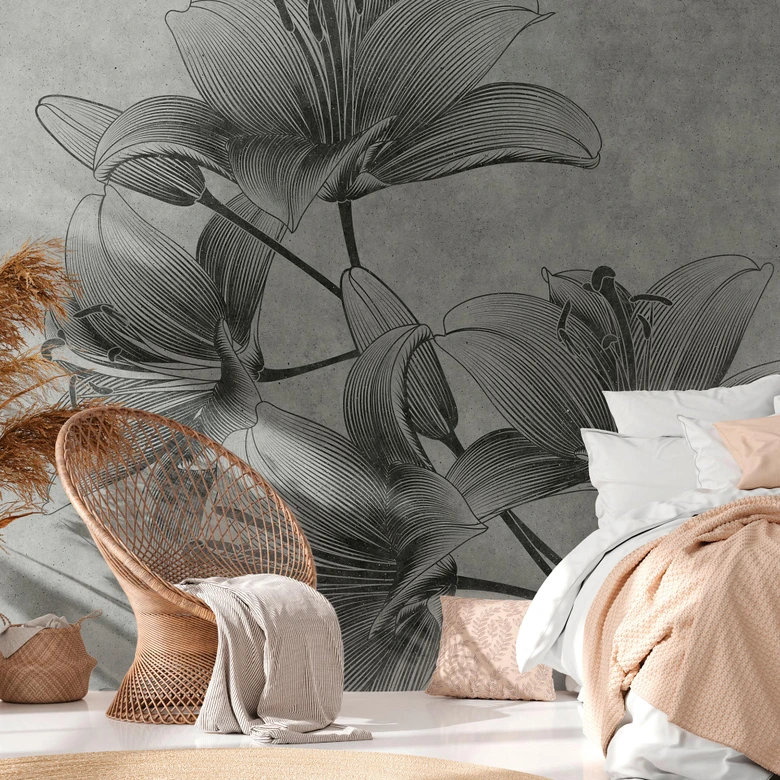 Livingwalls Blumentapete Metropolitan Stories THE WALL Vliestapete floral grau 