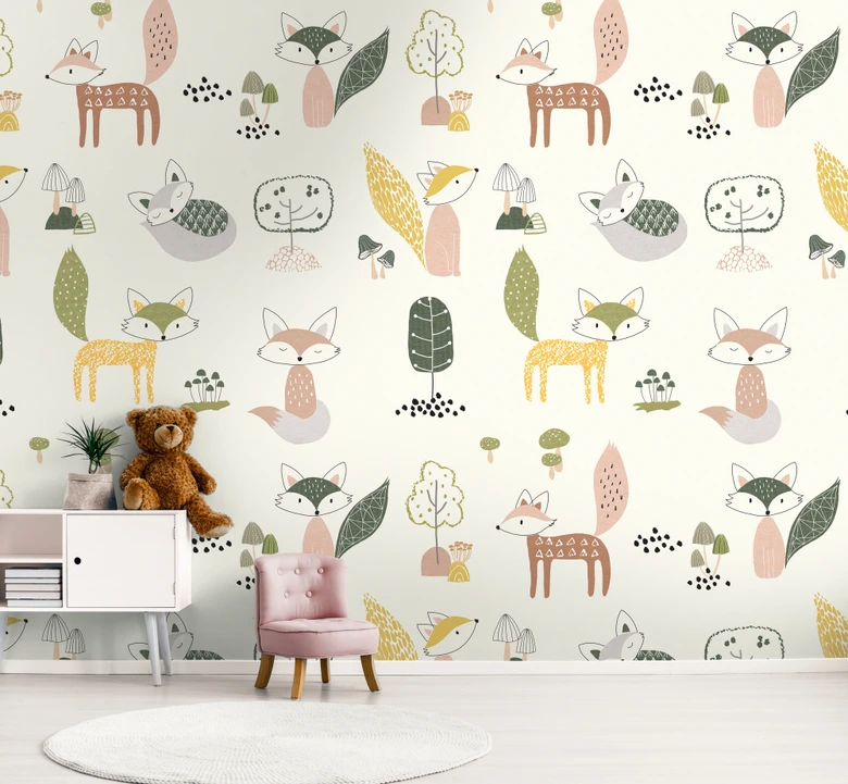 papier peint chambre enfant crème multicolore - papier peint intissé art pour enfants Livingwalls - mat et lisse 