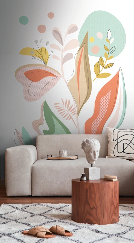 Fototapete Blumen bunt weiß - Vliestapete Blumen Pflanzen Livingwalls - matt und glatt 