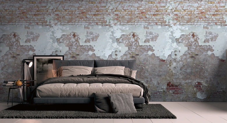 Fototapete Steinwand grau beige - Vliestapete Industrial Livingwalls - matt und glatt 