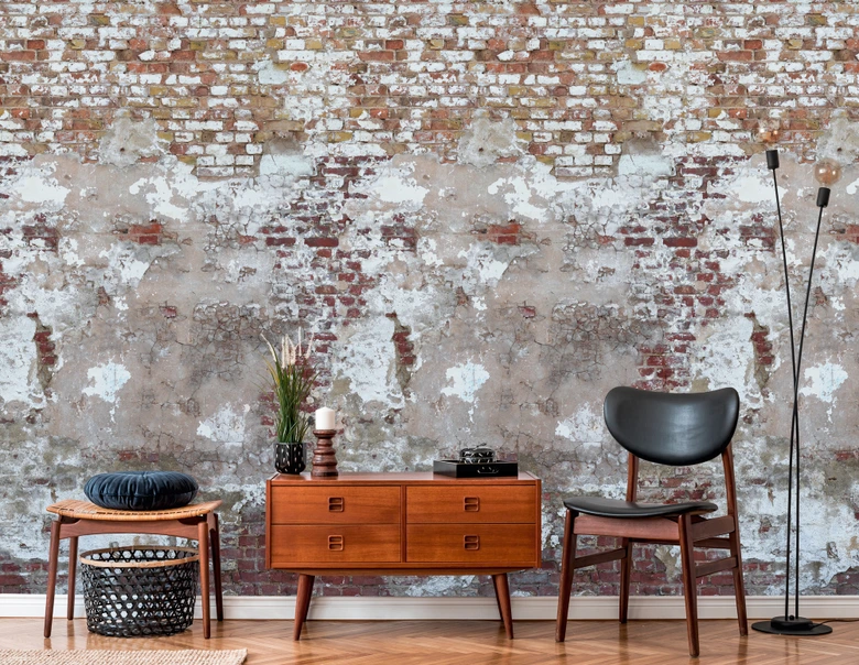 Fototapete Steinwand beige grau - Vliestapete Industrial Livingwalls - matt und glatt 