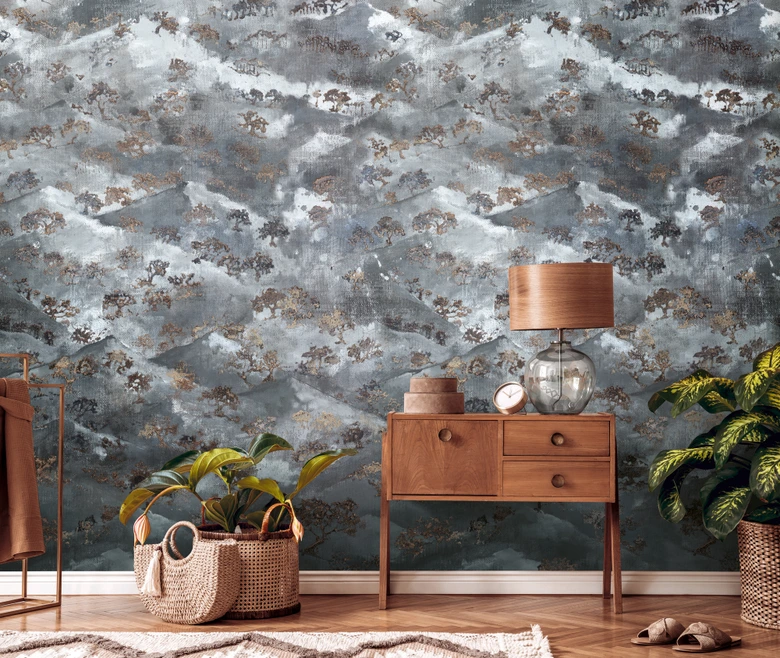 Fototapete Abstrakt blau grau - Vliestapete Kunst Livingwalls - matt und glatt 