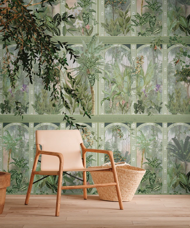 Fototapete Dschungel grün braun - Vliestapete Botanisch Livingwalls - matt und glatt 