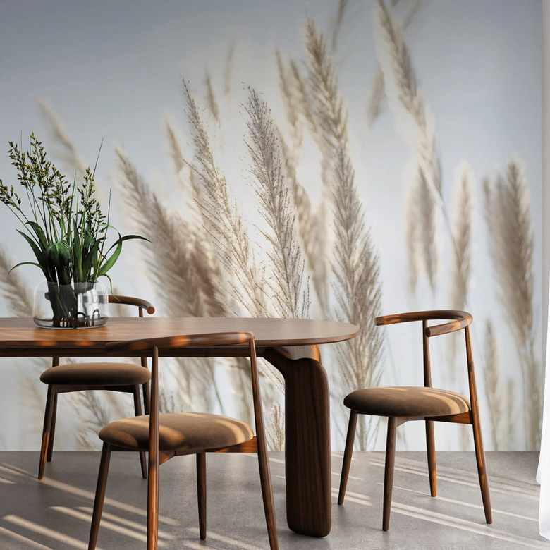 Pampas Grass Sky Beige Blue 3,75 x 2,50 m - Icke-vävd tapet natur boho-stil 