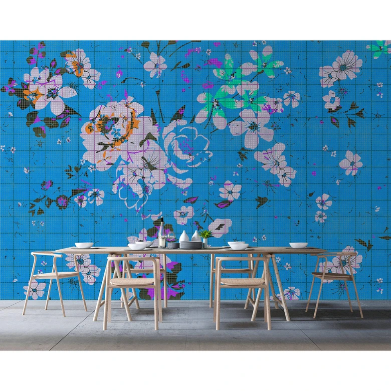 Livingwalls Photo Wallpaper Walls by Patel 2 flower plaid 3 