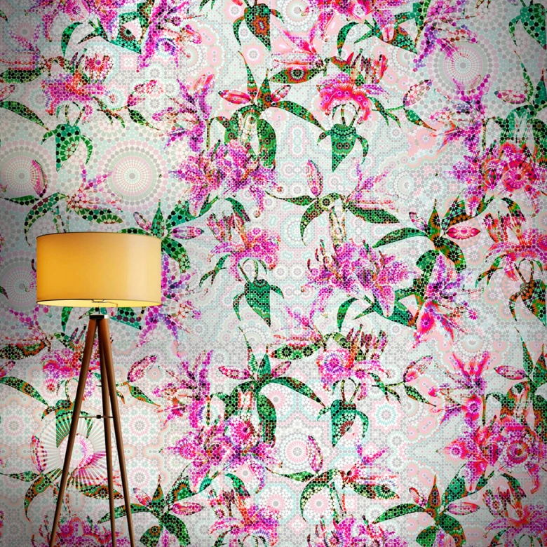 Livingwalls Fotobehang Walls by Patel mosaic lilies 2 