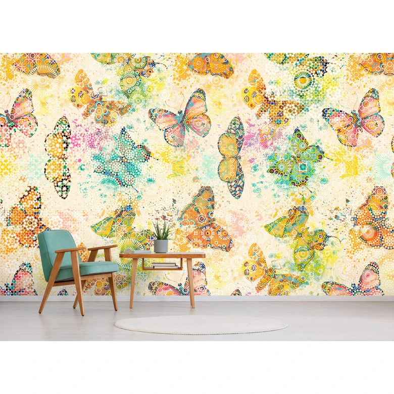 Livingwalls Fototapete Walls by Patel mosaic butterflies 1 