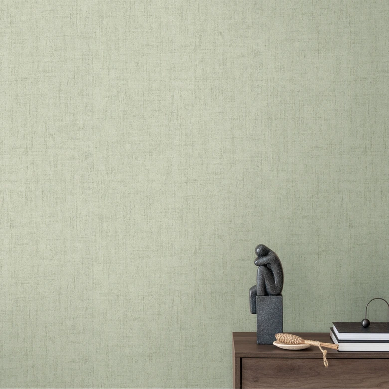 Strukturtapete Textil-Optik Hellgrün - Dezente Vliestapete modern 