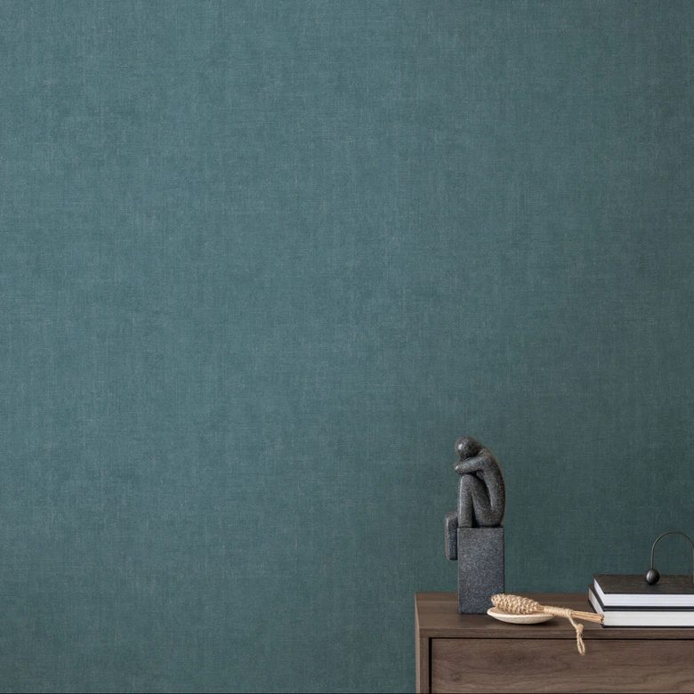 Strukturtapete Textil-Optik Petrolblau - Moderne Vliestapete dezent 