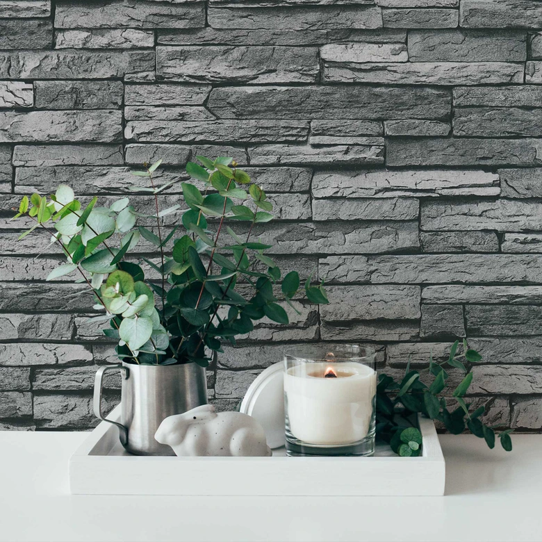 Self-adhesive wallpaper and furniture film - Stone wall - stone look - grey - roll 840x53 cm  