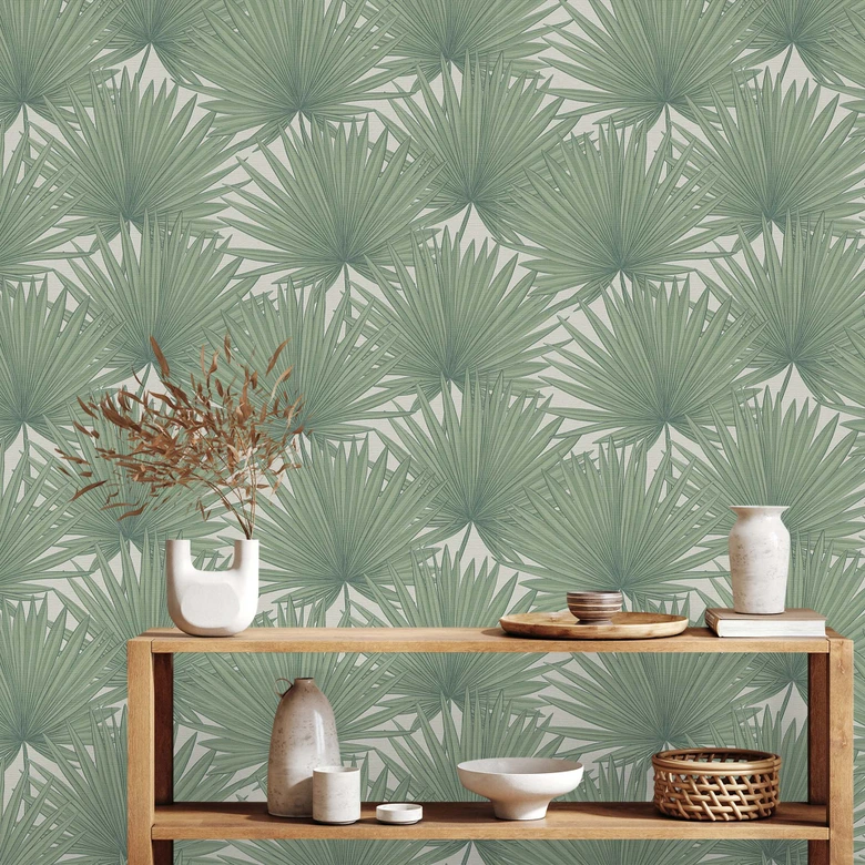 Jungle Papier peint Vert Feuilles - Salon Papier peint intissé Feuille de palmier 