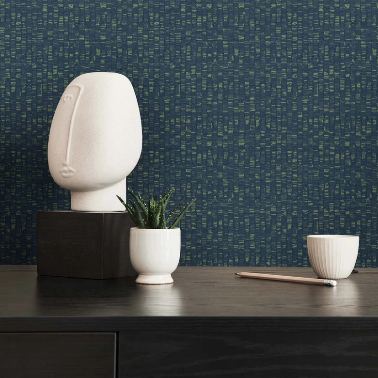 Papel pintado diseño moderno azul verde - Papel pintado tejido-no tejido con diseño para el salón 