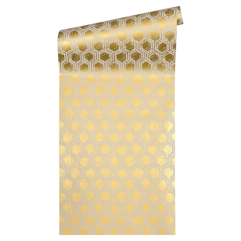Architects Paper Vliestapete Alpha geometrische Tapete beige, metallic 