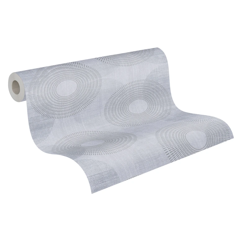 A.S. Création Attractive Papier peint intissé avec des cercles/ronds - gris 