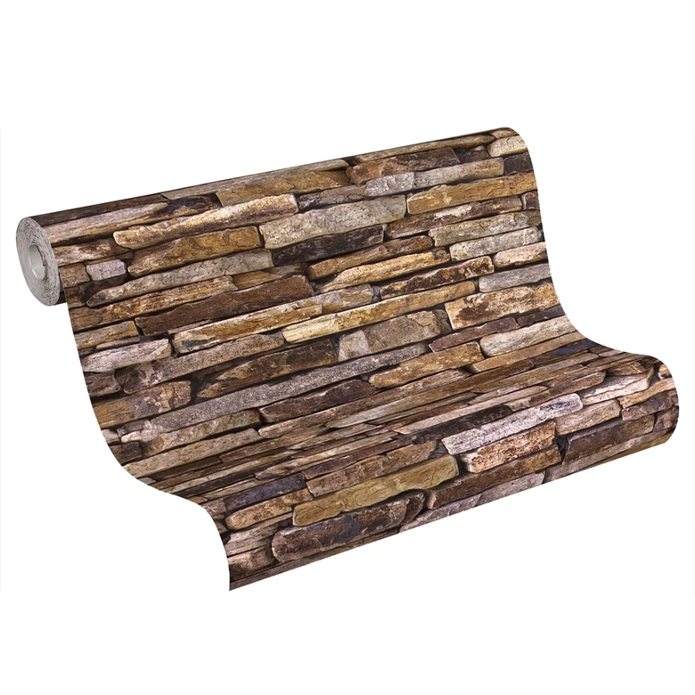 A.S. Création Vliestapete Wood and Stone Tapete in Steinoptik Naturstein beige, braun, gelb 