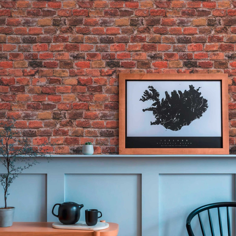 baksteen behang rood oranje - loft behang industrieel - vliesbehang bakstenen muur modern 