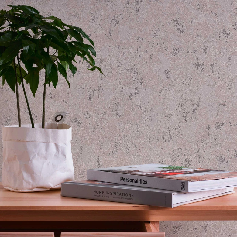 Tapeta z efektem metalicznym szaro-beżowo-srebrna - nowoczesna tapeta teksturowana 