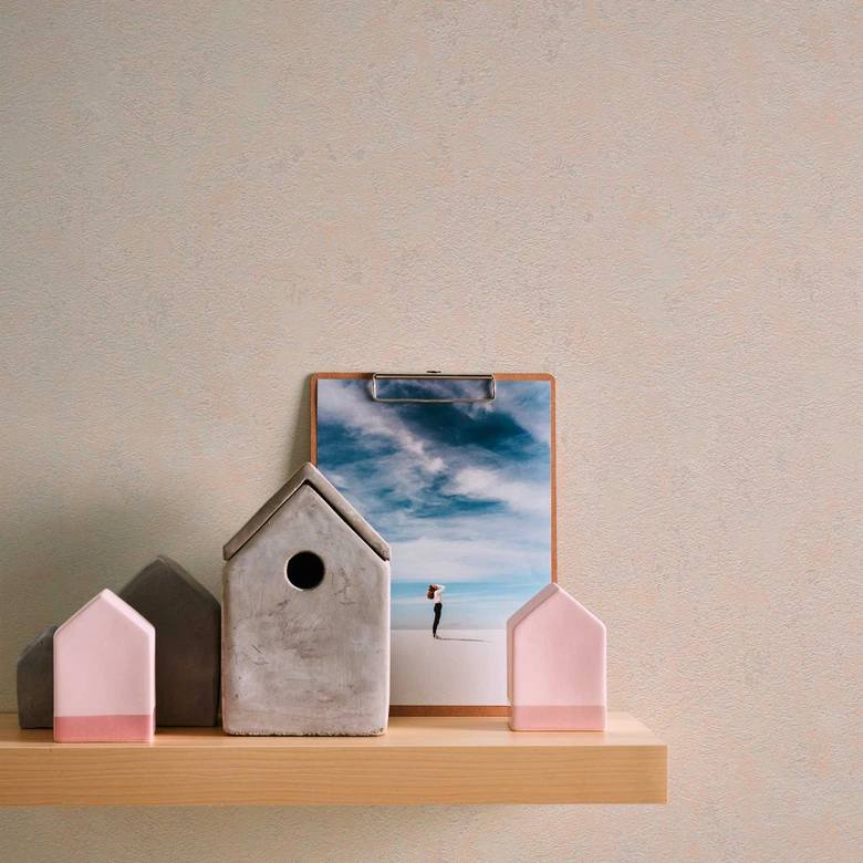 Moderne Strukturtapete Beige - Vliestapete für Wohnzimmer 