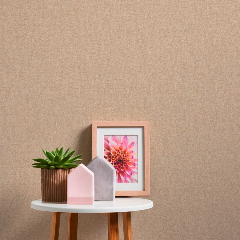 Unitapete mit Strukturmuster Beige - Tapete mit Gewebe-Optik  