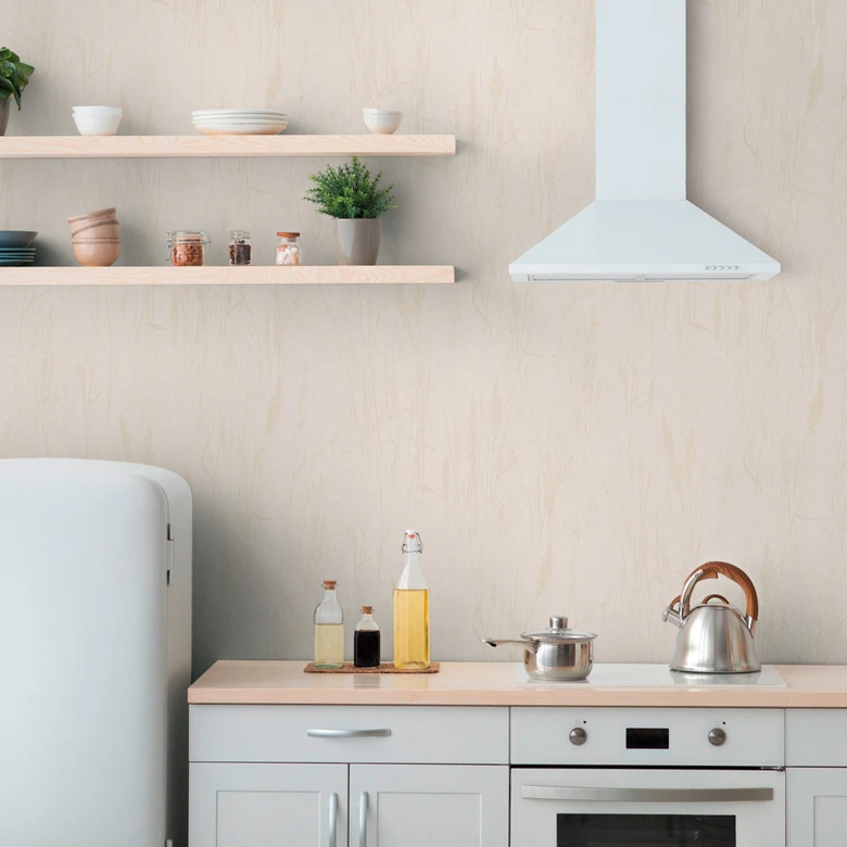 Botanik-Tapete Grasmotiv Creme Beige – Helle Naturtapete in warmen Tönen 