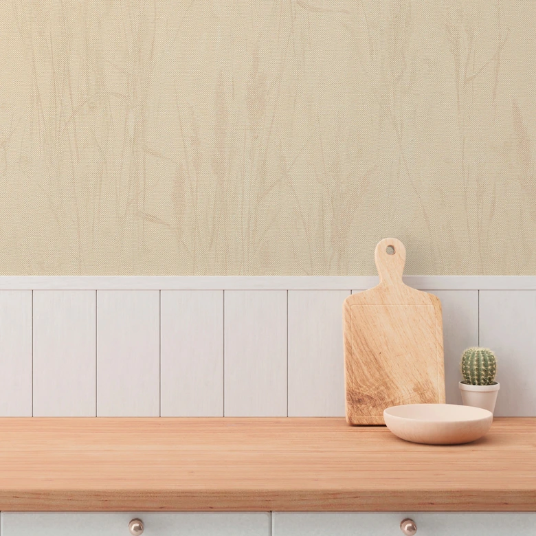 Grastapete Beige-Gelb – Warme Naturtapete mit sonnigem Grasmotiv 