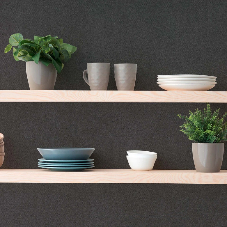 Papel pintado simple con aspecto de lino gris - Papel pintado no tejido de textura lisa 