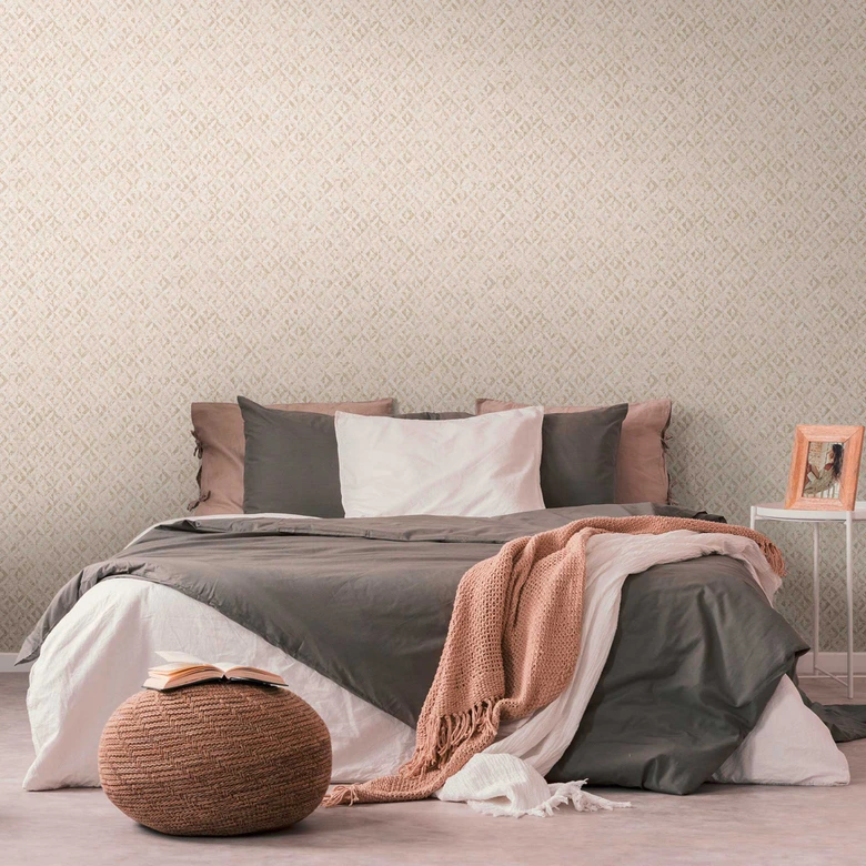 papier peint graphique à carreaux blanc or - papier peint à motifs légèrement brillant  